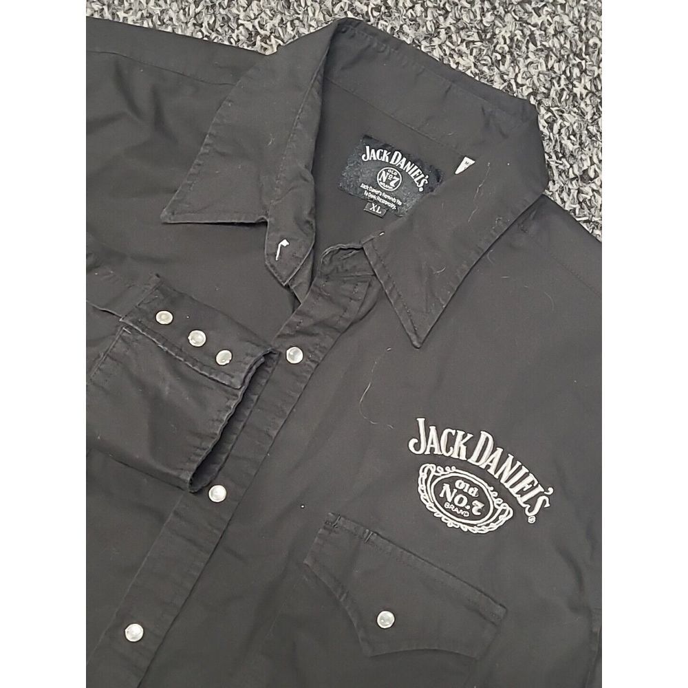 Jack Daniels Shirt XL Black Pearl Snap Long Sleeve Whiskey No. 7 Brand